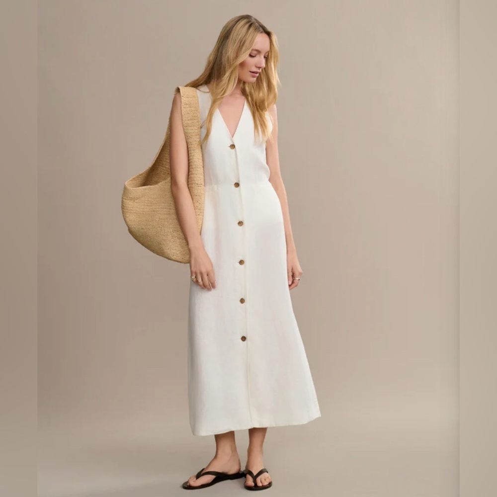 Jenni Kayne Cream Button-Down Midi Dress